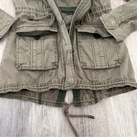 VTG Y2K Abercrombie & Fitch military utility jacket Womens XS green Bella Elena - Picture 8 of 16